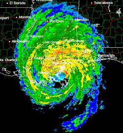 Radarbild New Orlenas, Louisiana, 29.08.