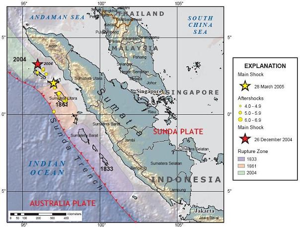 Historische Seebeben vor Sumatra