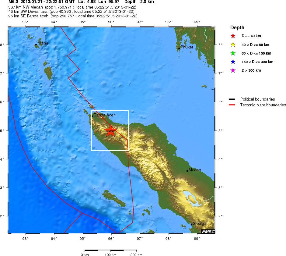Starkes Erdbeben im Norden Sumatras