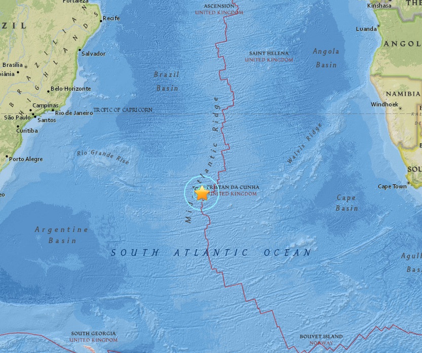 Schweres Erdbeben unter dem Südatlantik Schweres Erdbeben unter dem Südatlantik
