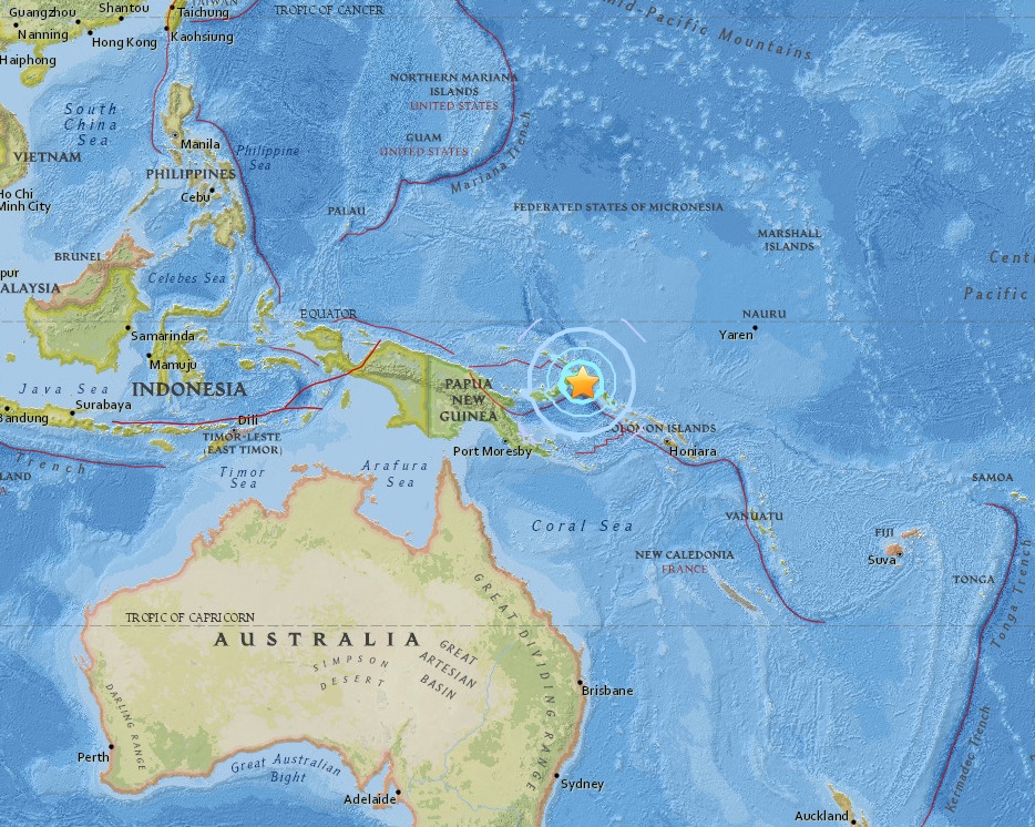 Schweres Erdbeben bei Neuguinea