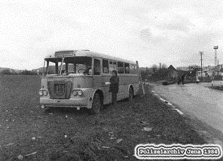 Bus, mehrere Meter von der Strae versetzt